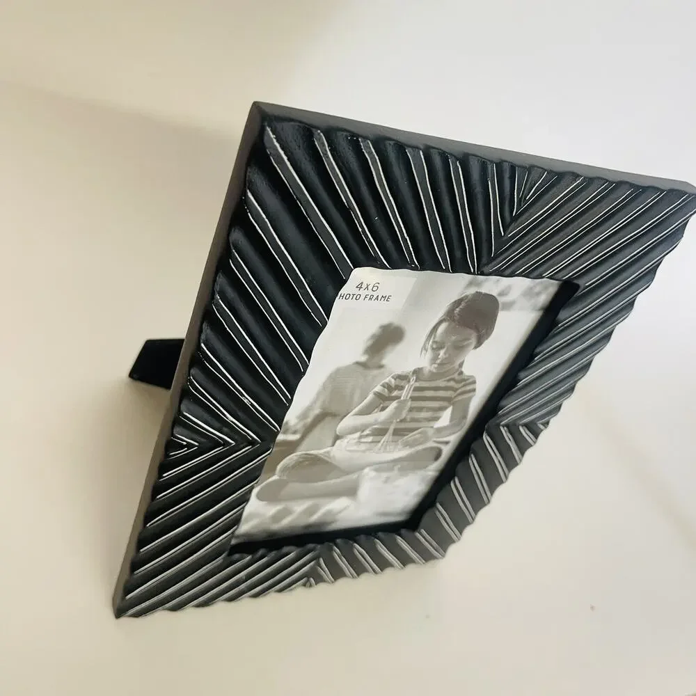 X2 Black Debossed‎ Herringbone Tabletop Heavy Photo Picture Frame For 4x6” Photo